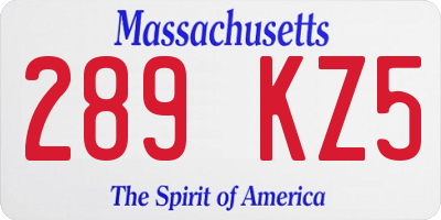 MA license plate 289KZ5