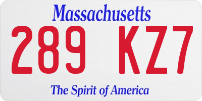 MA license plate 289KZ7