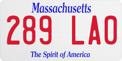 MA license plate 289LA0
