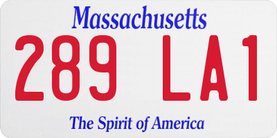 MA license plate 289LA1