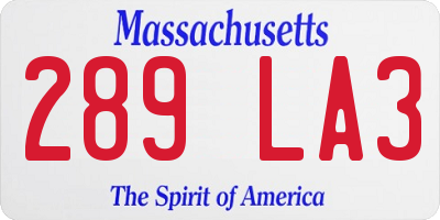 MA license plate 289LA3