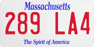 MA license plate 289LA4