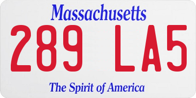 MA license plate 289LA5