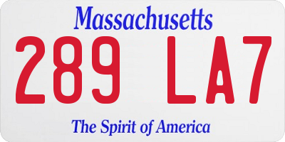 MA license plate 289LA7