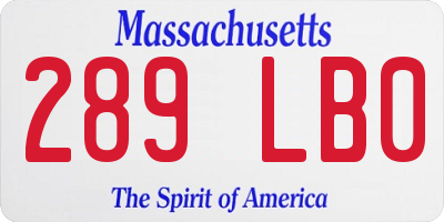 MA license plate 289LB0