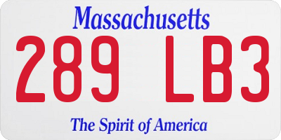 MA license plate 289LB3
