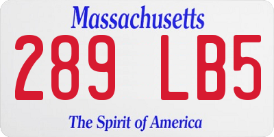 MA license plate 289LB5