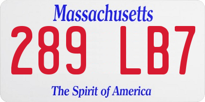 MA license plate 289LB7