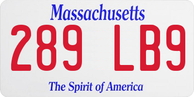 MA license plate 289LB9