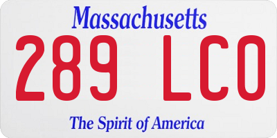 MA license plate 289LC0