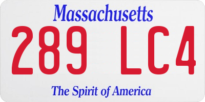 MA license plate 289LC4