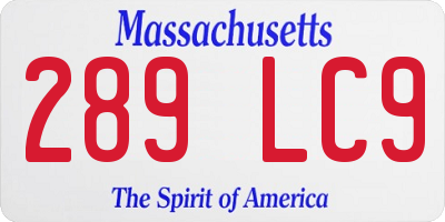 MA license plate 289LC9