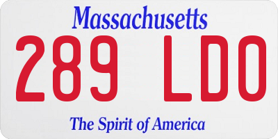 MA license plate 289LD0