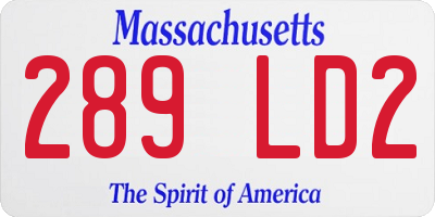 MA license plate 289LD2