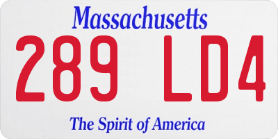MA license plate 289LD4