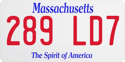 MA license plate 289LD7