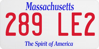MA license plate 289LE2