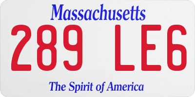 MA license plate 289LE6