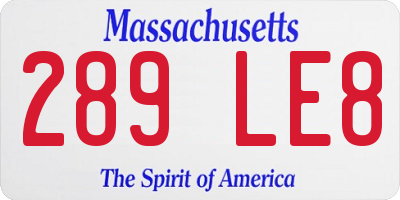 MA license plate 289LE8