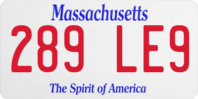MA license plate 289LE9