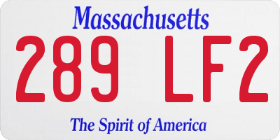 MA license plate 289LF2