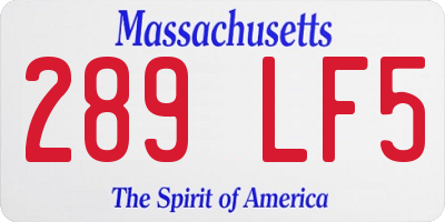 MA license plate 289LF5