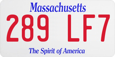 MA license plate 289LF7