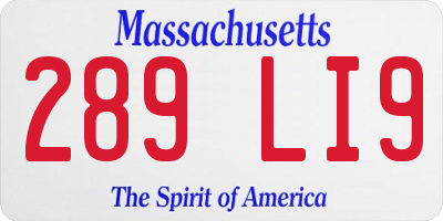 MA license plate 289LI9