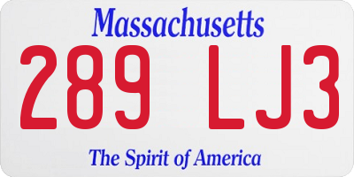 MA license plate 289LJ3