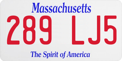 MA license plate 289LJ5