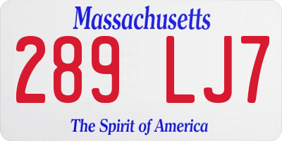 MA license plate 289LJ7