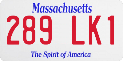 MA license plate 289LK1