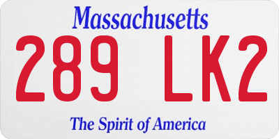 MA license plate 289LK2