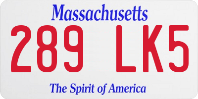MA license plate 289LK5