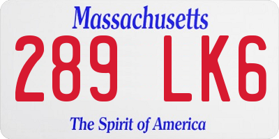 MA license plate 289LK6