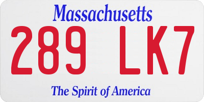 MA license plate 289LK7