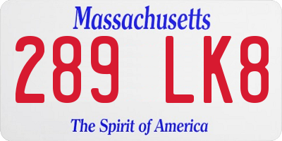 MA license plate 289LK8