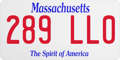 MA license plate 289LL0