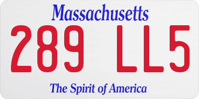 MA license plate 289LL5