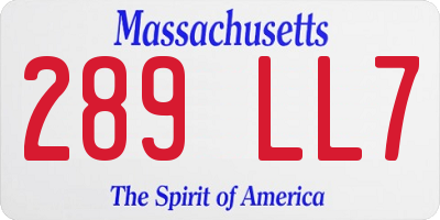 MA license plate 289LL7