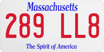 MA license plate 289LL8