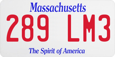 MA license plate 289LM3