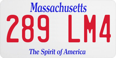 MA license plate 289LM4