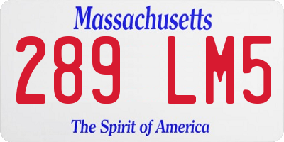 MA license plate 289LM5