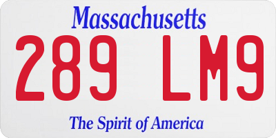 MA license plate 289LM9