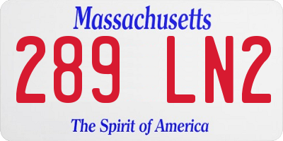 MA license plate 289LN2