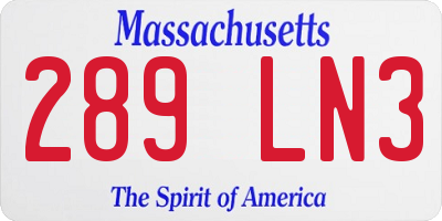 MA license plate 289LN3