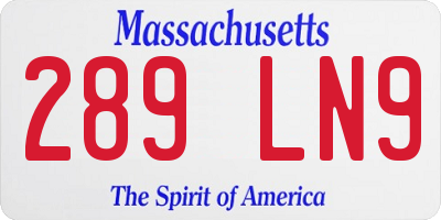MA license plate 289LN9