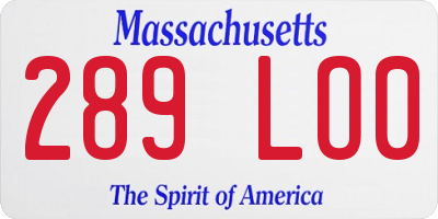 MA license plate 289LO0