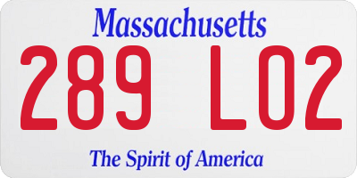 MA license plate 289LO2